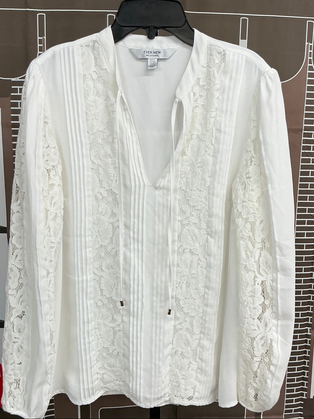 Ever New White Lace Pintuck Boho Blouse. #2250